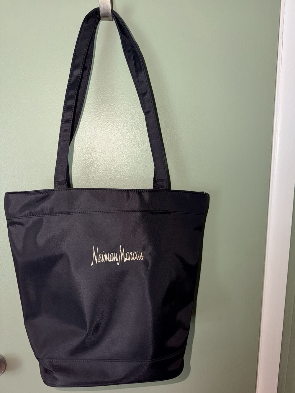 Black Tote Bag Neiman Marcus Weekend Nylon Embroidered Logo